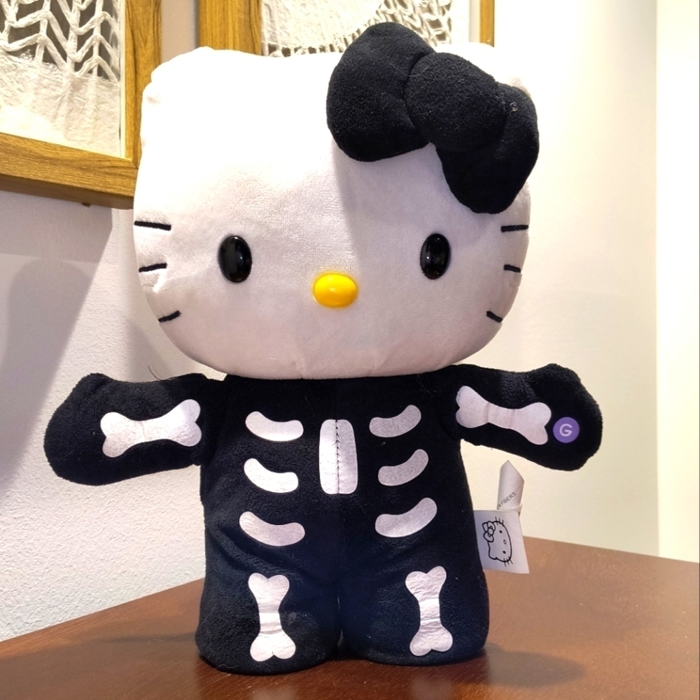 Hello Kitty Skeleton Side Stepper Plush Toy funny black Gothic kawaii cuteSanrio
